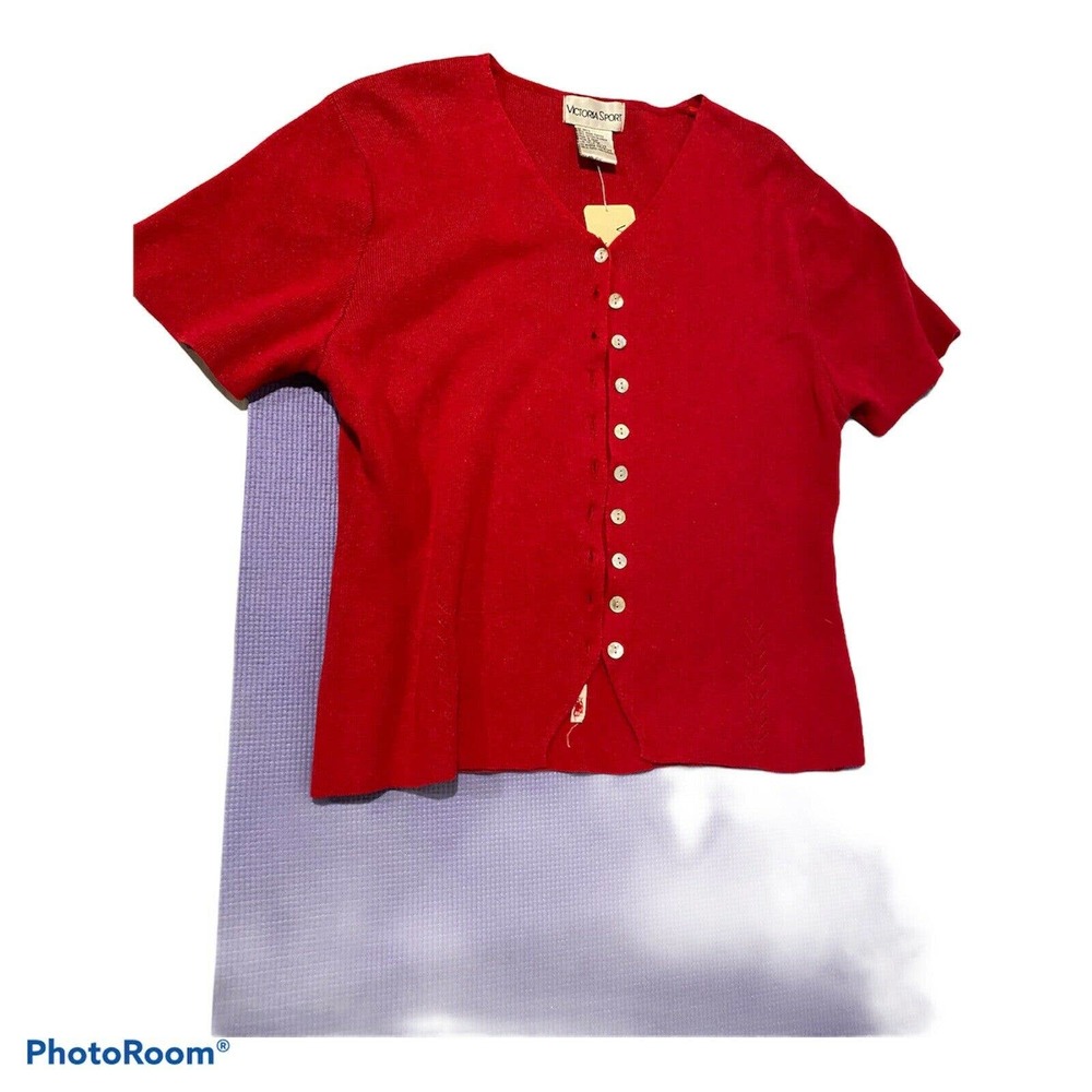 Victoria Sport Cardigan Short sleeve Red Sweater